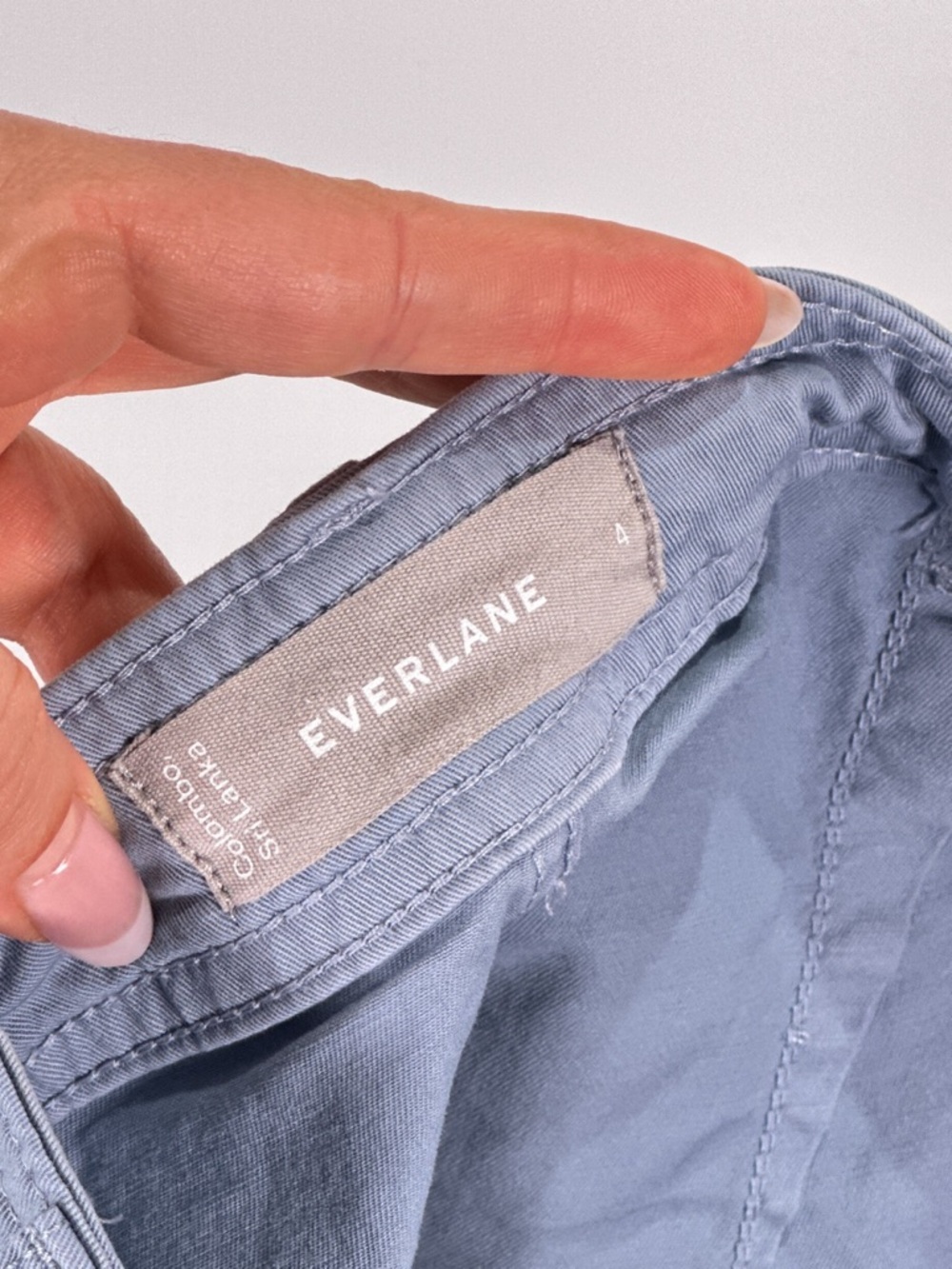 Everlane Wide Leg Crop Pants High Rise Patch Pocket Cotton Stretch Slate Blue 4 - Picture 5 of 12